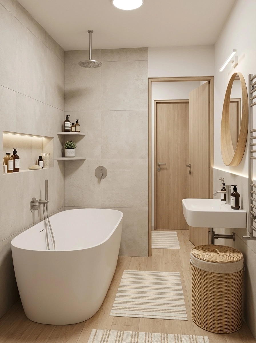 Bathroom interior in Scandinavian style — photo by GenRoom AI
