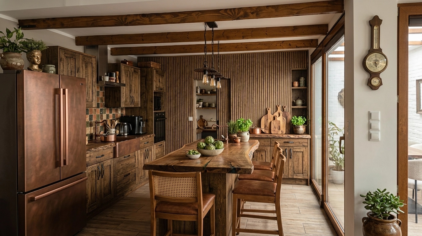 Kitchen interior in Rustic style — photo by GenRoom AI