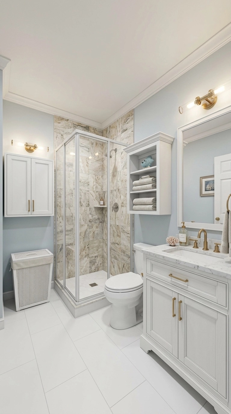 Bathroom interior in Coastal / Hamptons style — photo by GenRoom AI