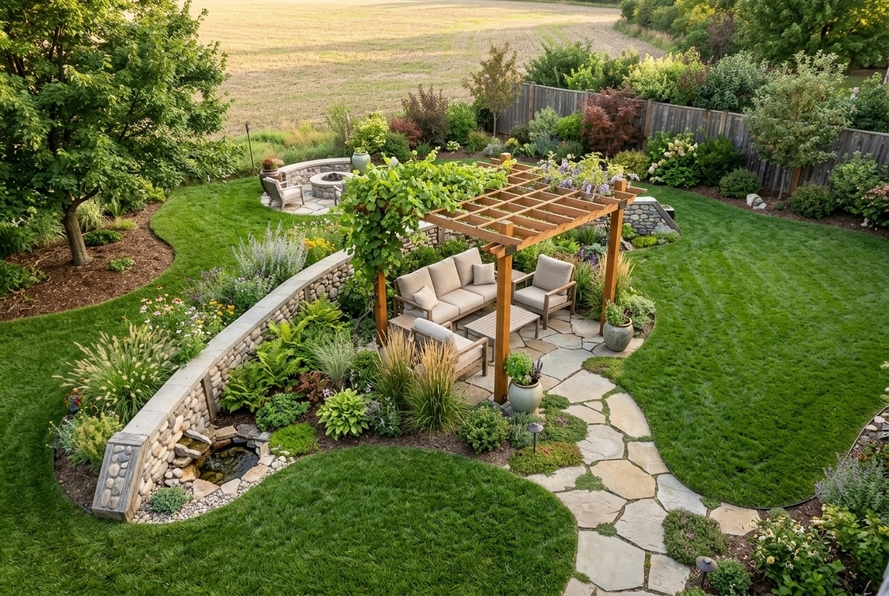 Landscape design in Eco Natural Garden style — Yard by GenRoom AI