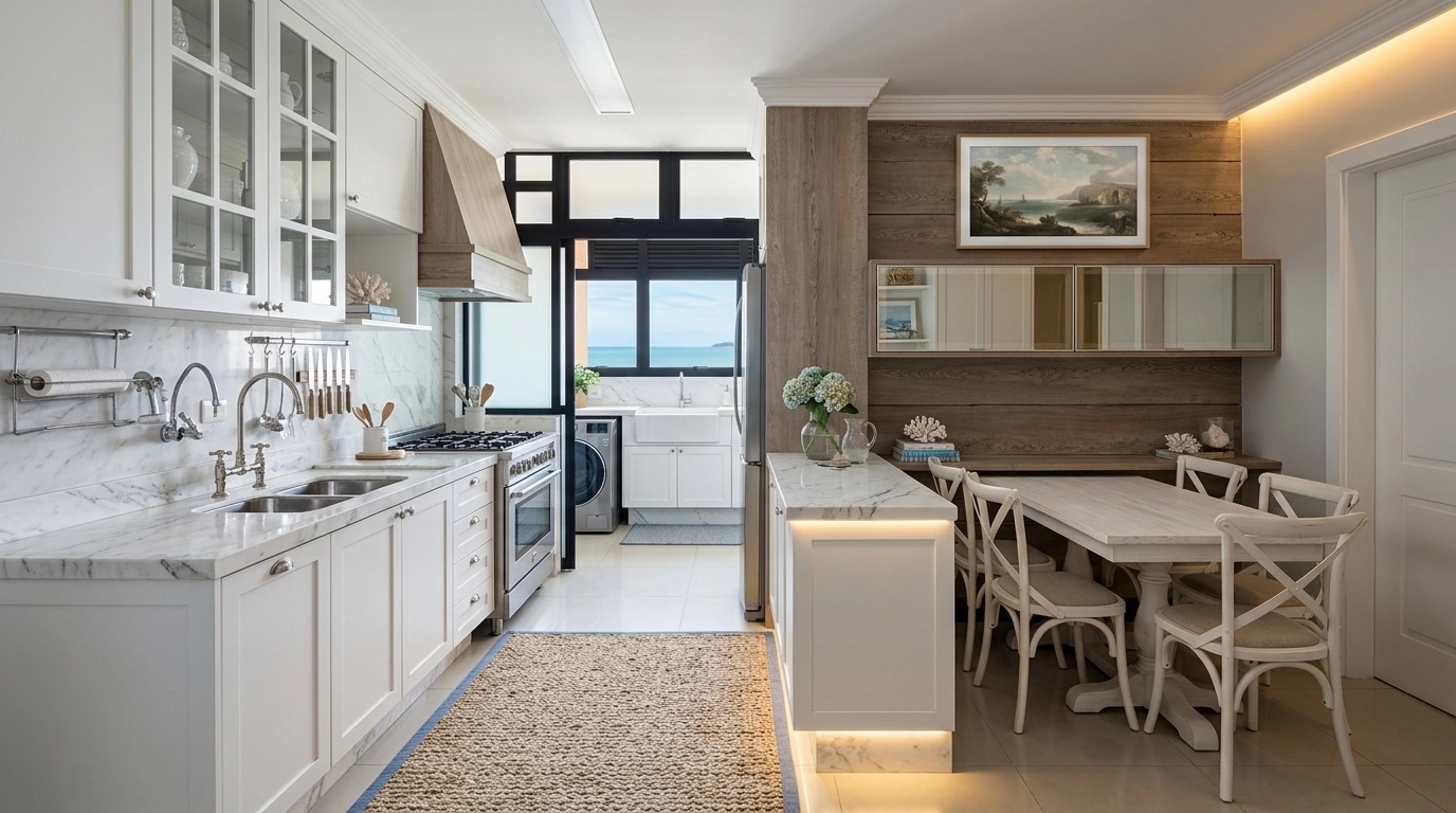 Diseño de interiores en estilo Coastal / Hamptons — Cocina por GenRoom AI