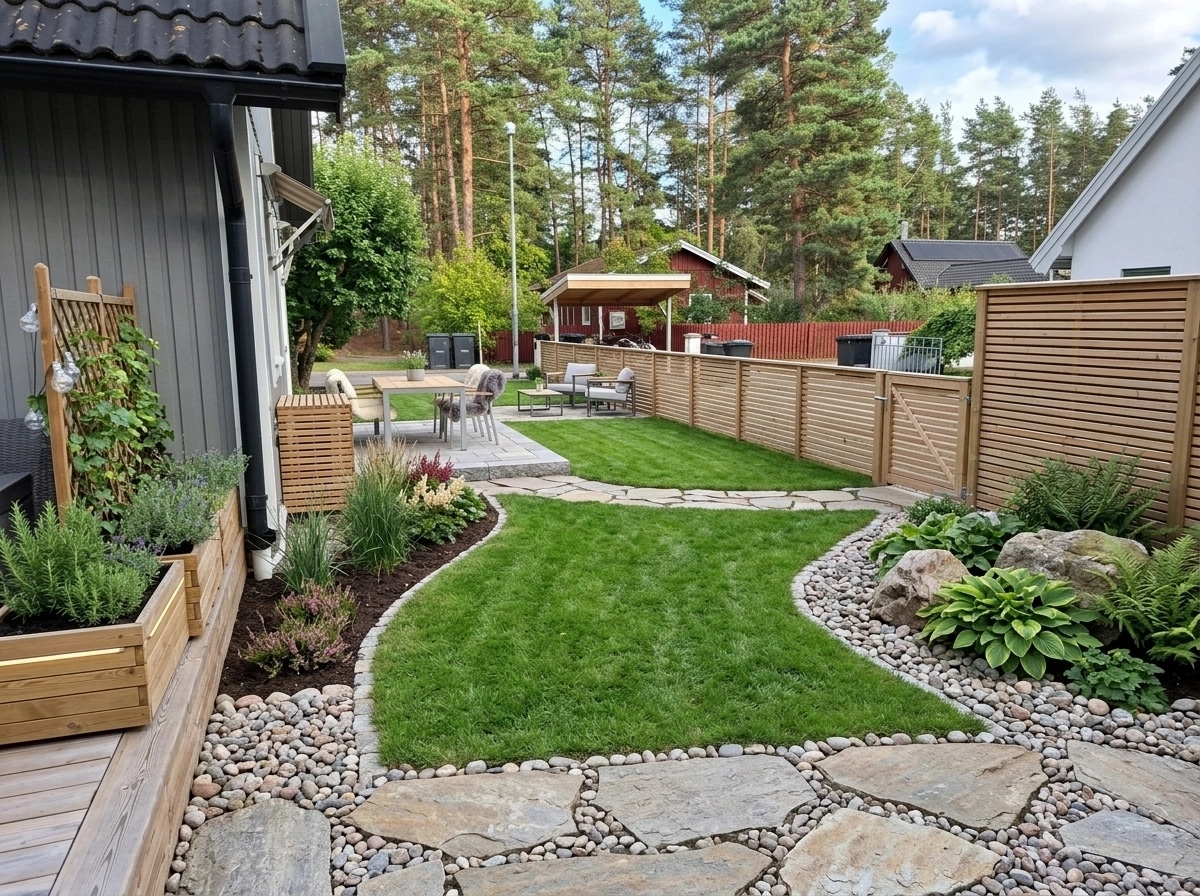 Landscape design in Scandinavian Garden style — Yard by GenRoom AI