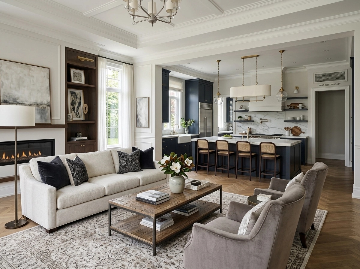 Transitional Living Room design — interior photo by GenRoom AI