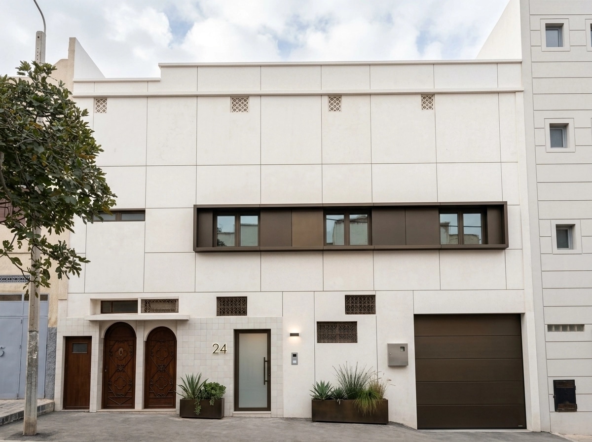 Facade design in Minimalist Facade style — photo by GenRoom AI