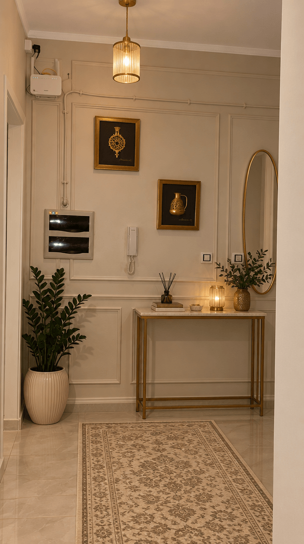 Hallway interior in Neoclassic style — photo by GenRoom AI