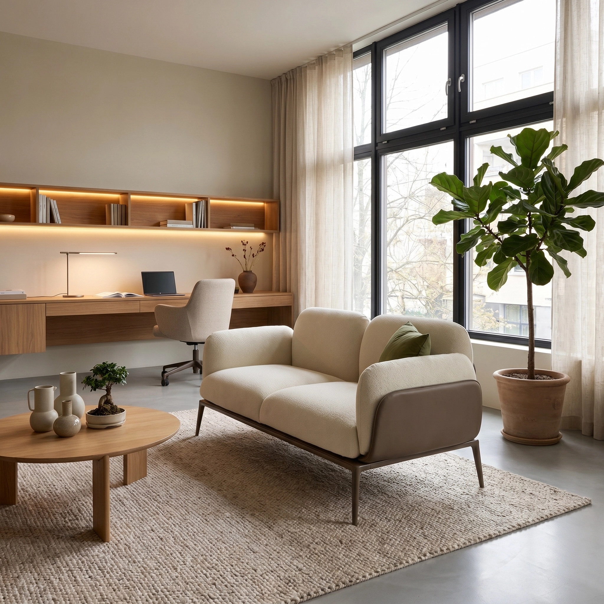 Japandi Office design — interior photo by GenRoom AI