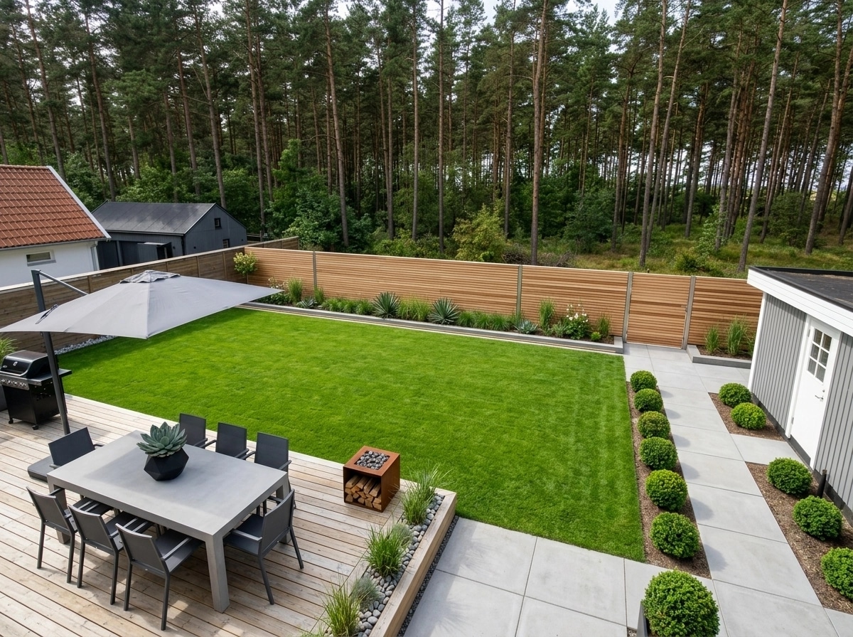 Diseño paisajístico en estilo Minimalist Yard — Jardín por GenRoom AI
