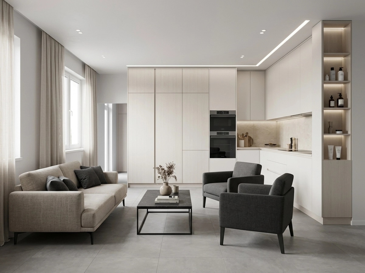Minimalism Living Room design — interior photo by GenRoom AI