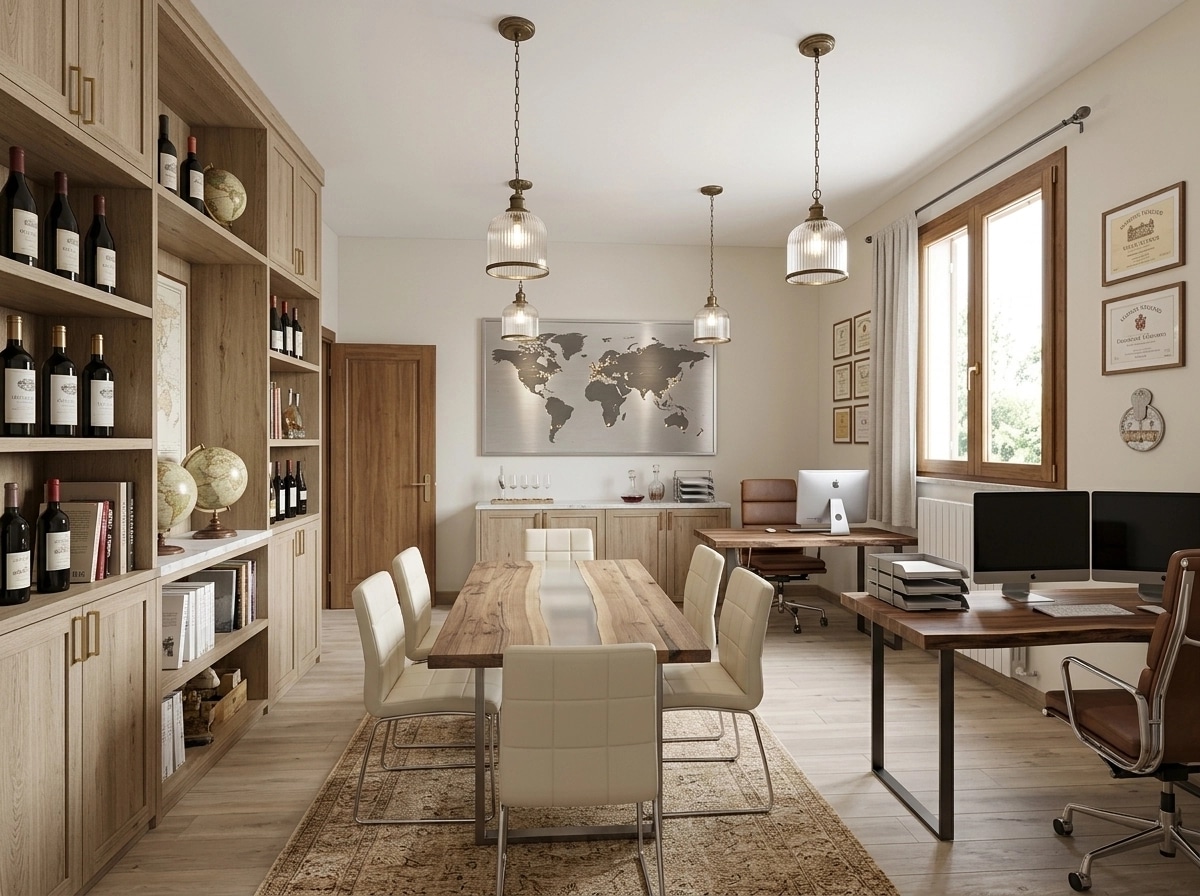 Office interior in Modern Farmhouse style — photo by GenRoom AI