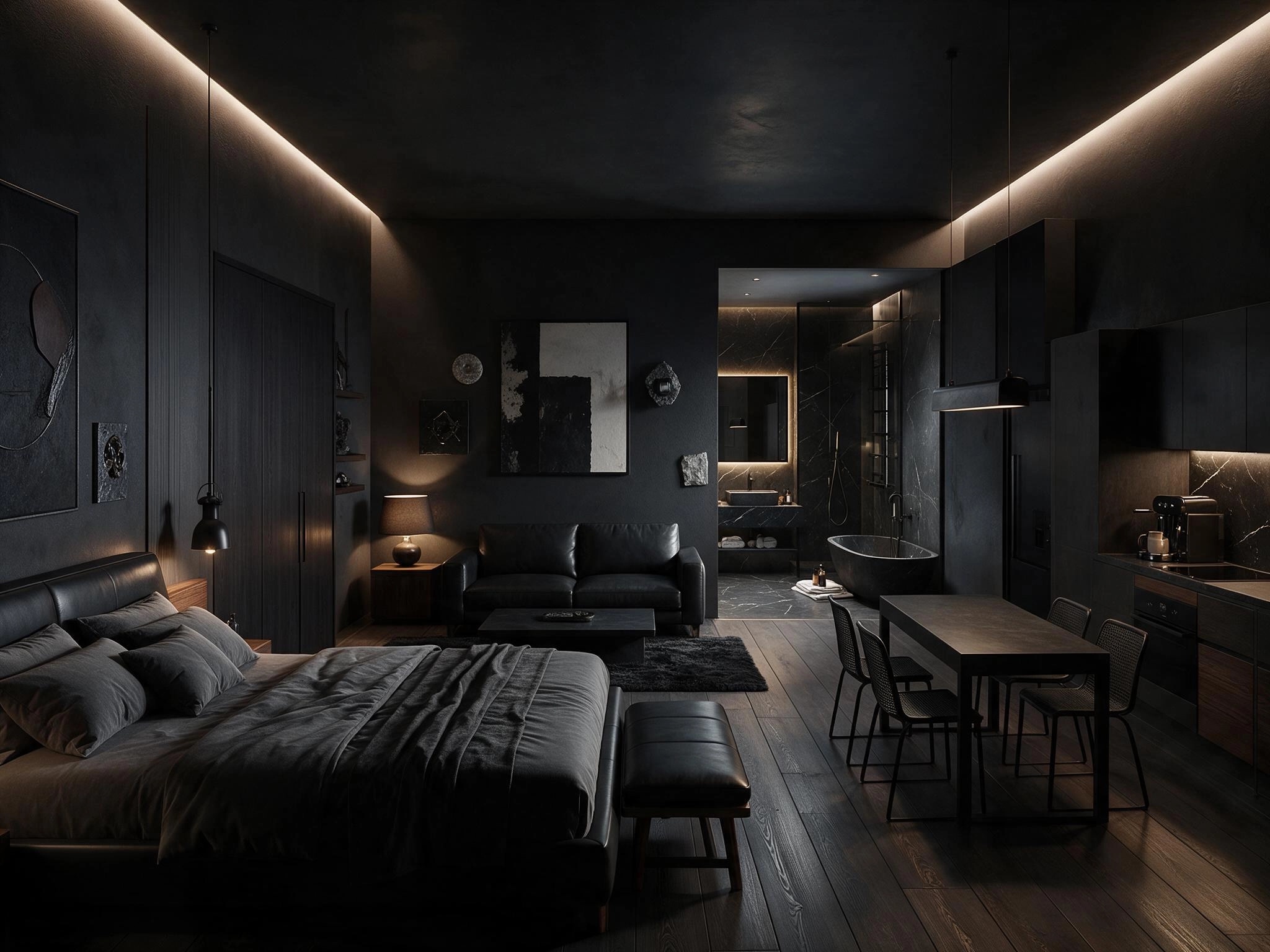 Interior design in Blacktec style — Bedroom by GenRoom AI