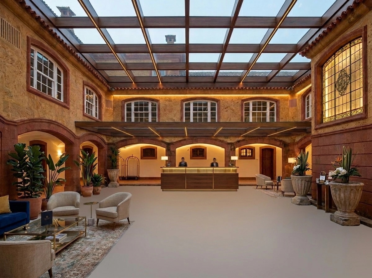 Design de interiores em estilo Contemporary — lobby por GenRoom AI