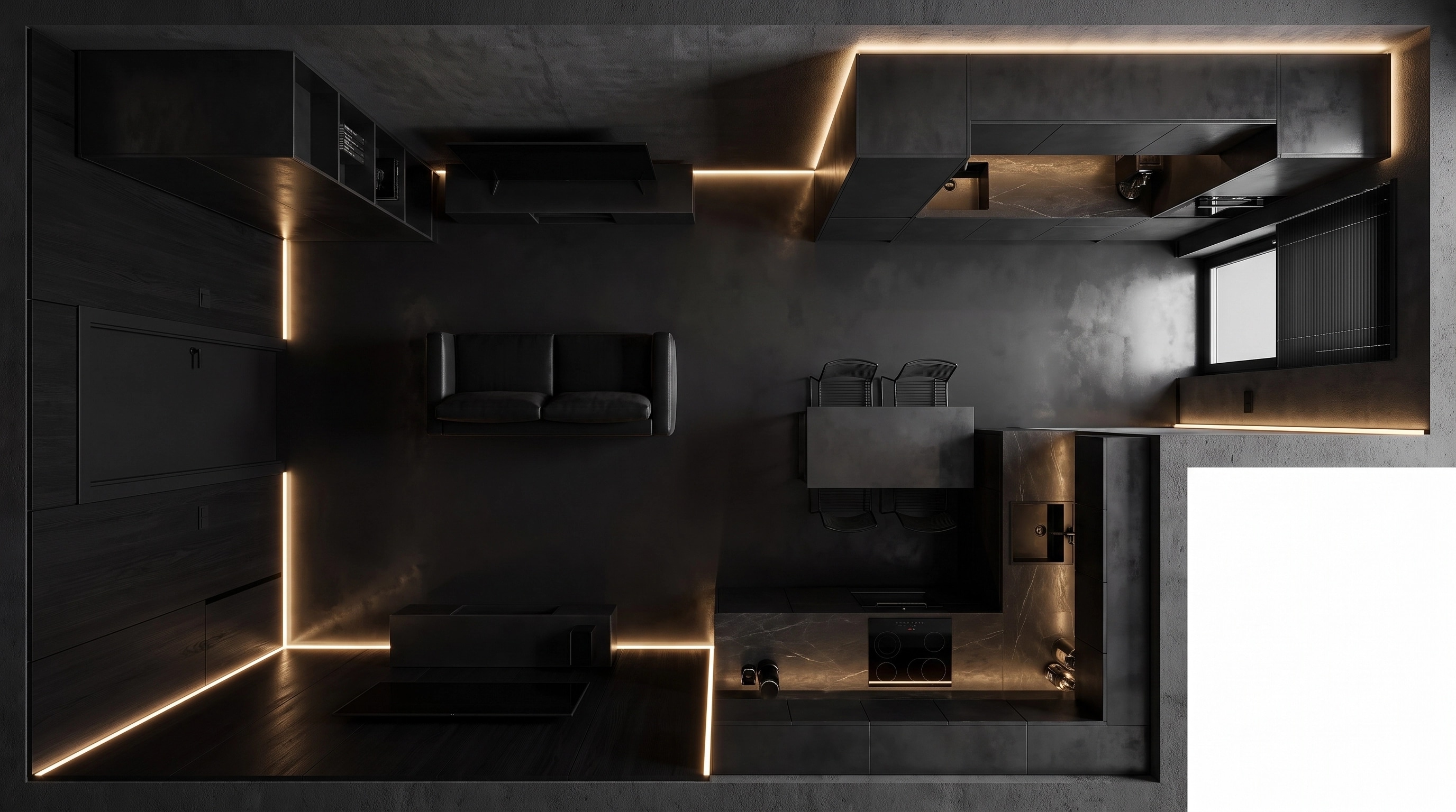 Blacktec Living Room design — interior photo by GenRoom AI