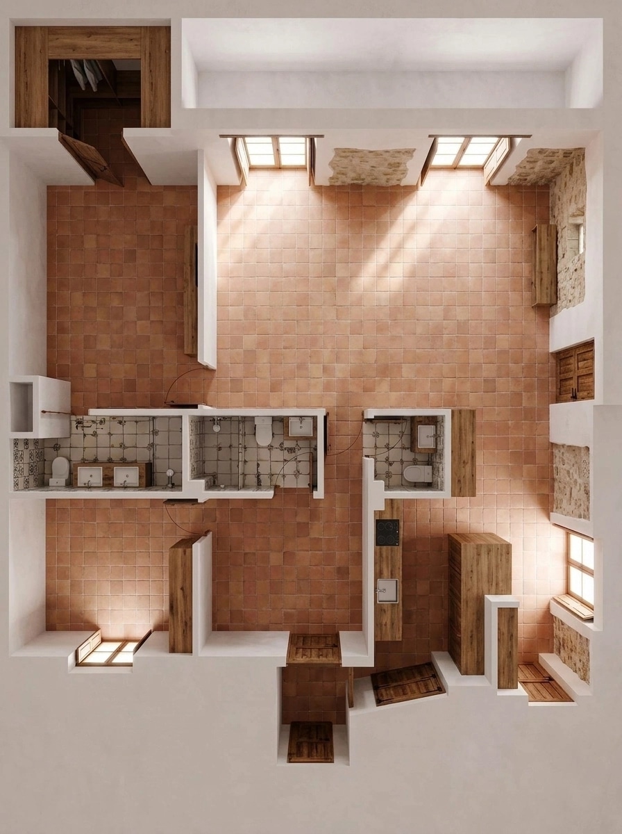 التصميم الداخلي بنمط Mediterranean — غرفة المعيشة من GenRoom AI