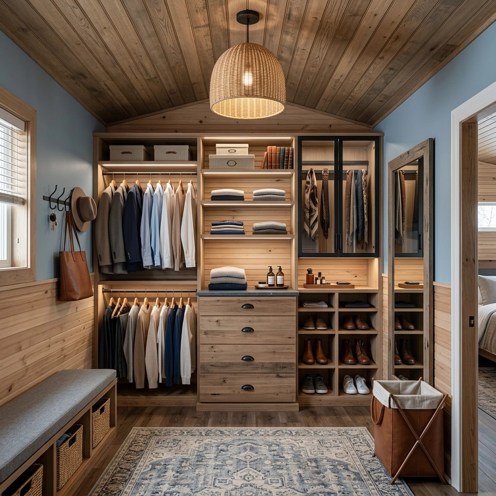 Interior design in Modern Farmhouse style — wardrobe by GenRoom AI