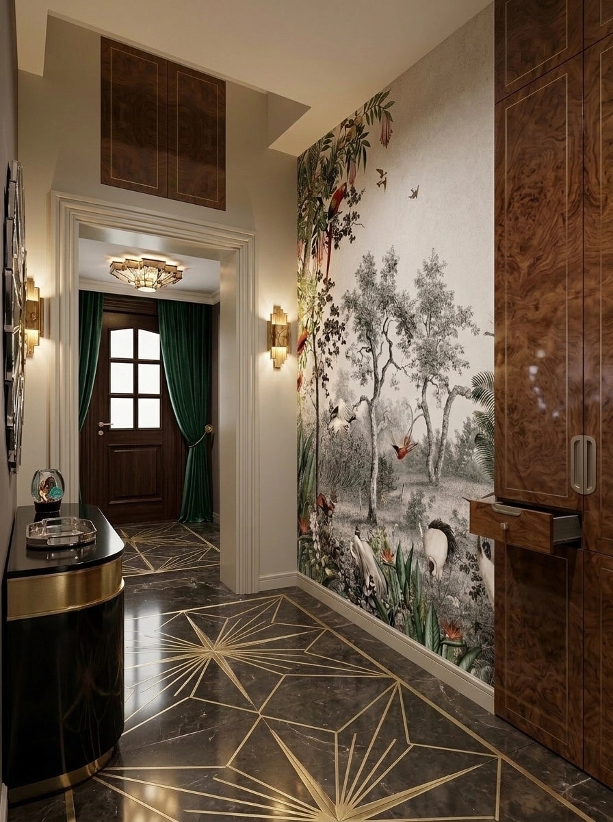 Hallway interior in Art Deco style — photo by GenRoom AI