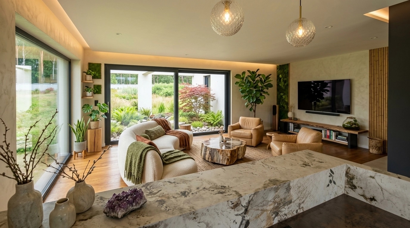 Interior design in Biophilic style — Living Room by GenRoom AI