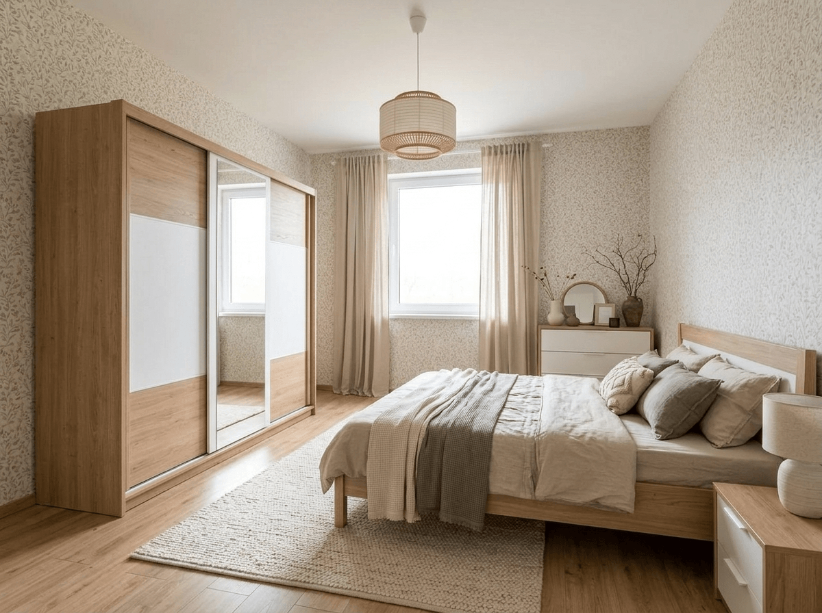 Diseño de interiores en estilo Japandi — Dormitorio por GenRoom AI