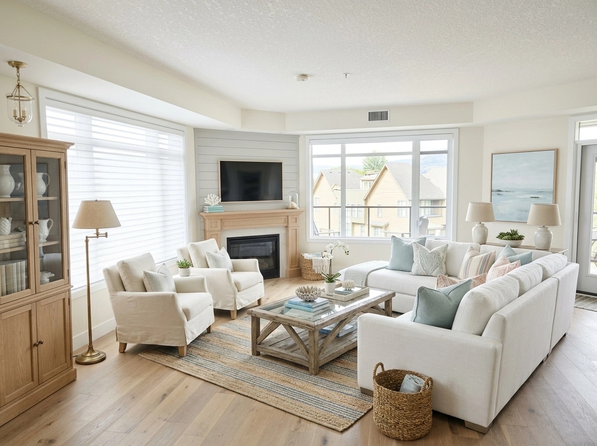 Interior design in Coastal / Hamptons style — Living Room by GenRoom AI