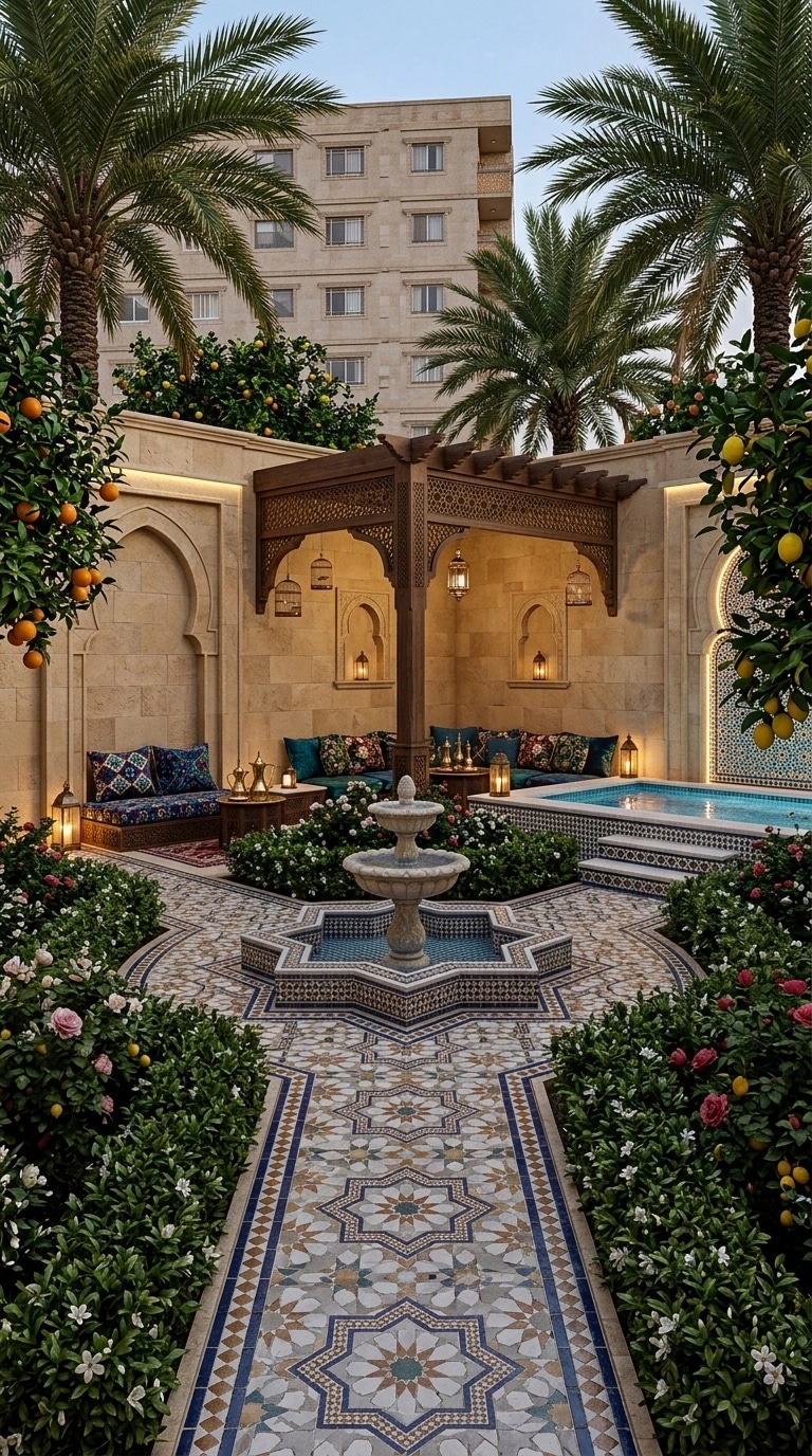 Landscape design in Arabian Courtyard style — Yard by GenRoom AI