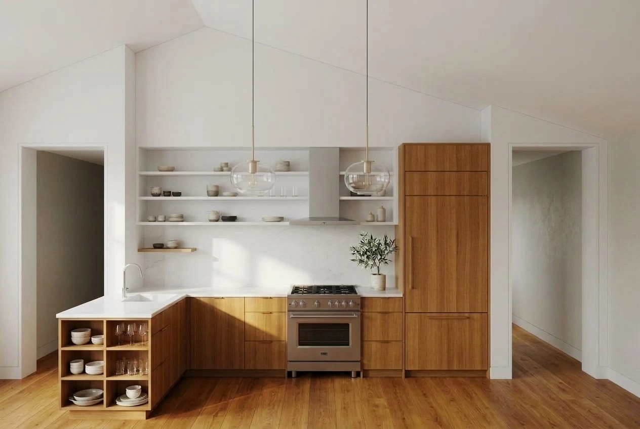 Kitchen interior in Scandinavian style — photo by GenRoom AI