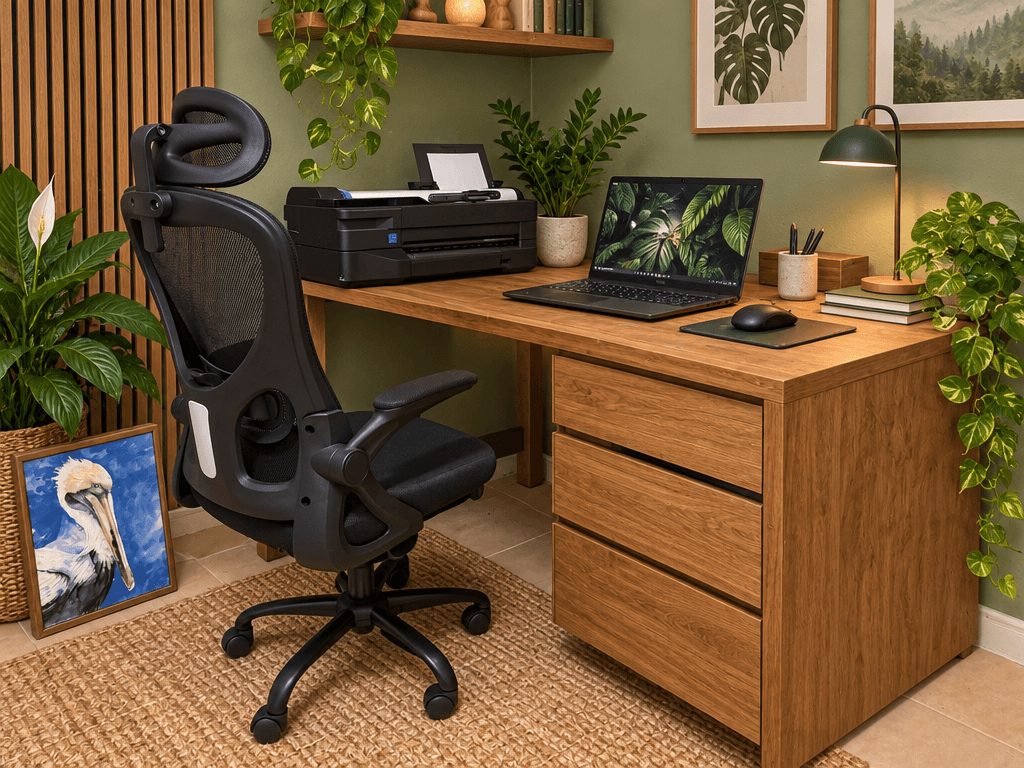 Interior design in Biophilic style — home_office by GenRoom AI