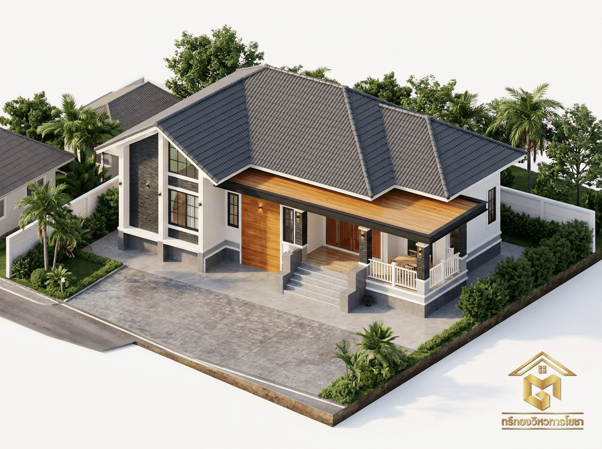 Қасбет дизайны Contemporary Facade стилінде — GenRoom AI жасаған Қасбет