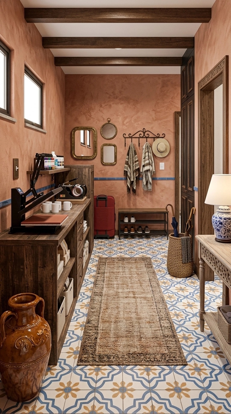 Hallway interior in Mediterranean style — photo by GenRoom AI