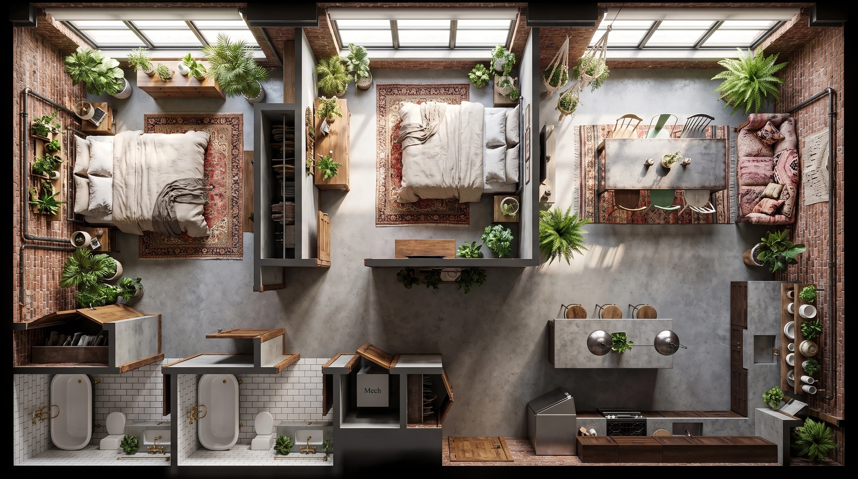 Interior design in Loft / Industrial style — Living Room by GenRoom AI