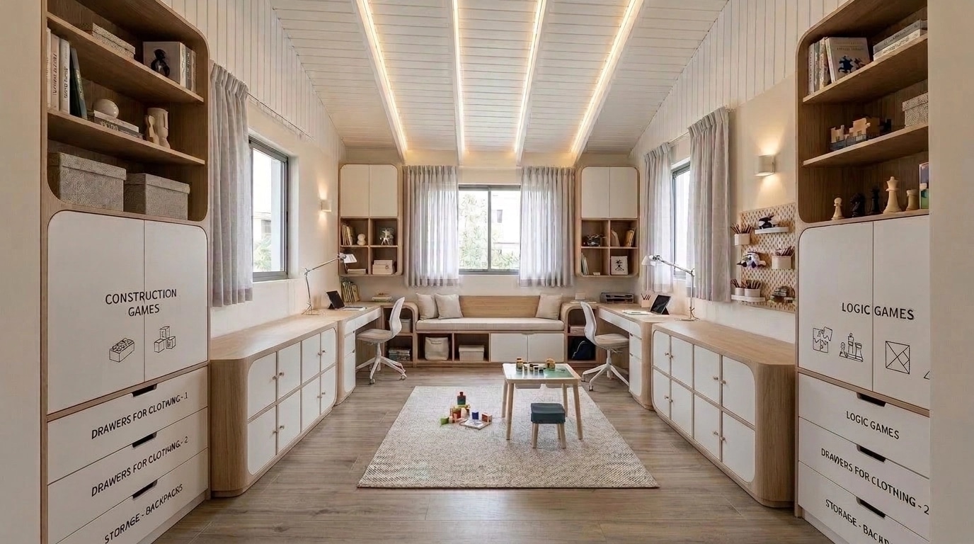 Contemporary Kids Room design — interior photo by GenRoom AI