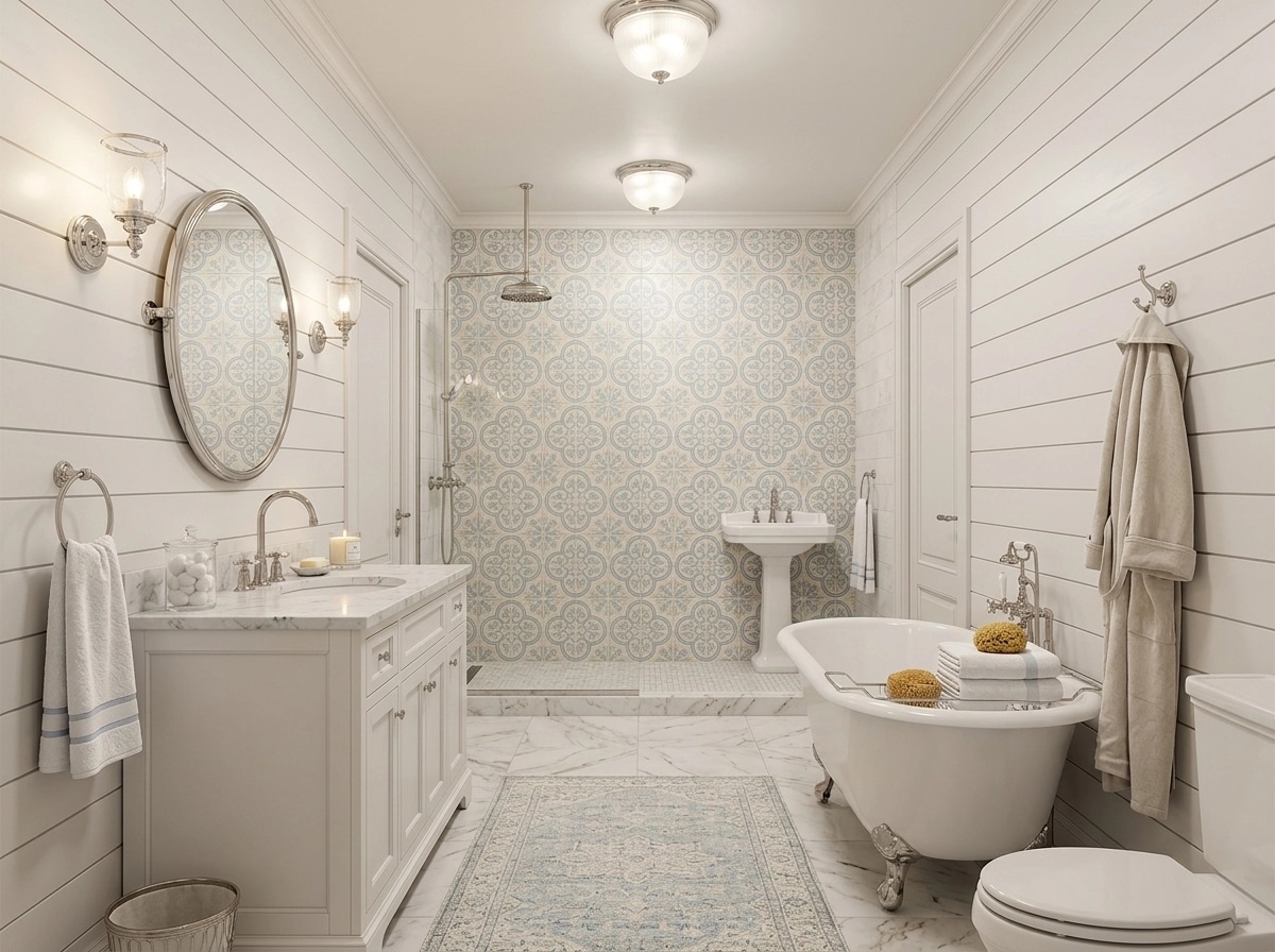 Interior design in Coastal / Hamptons style — Bathroom by GenRoom AI