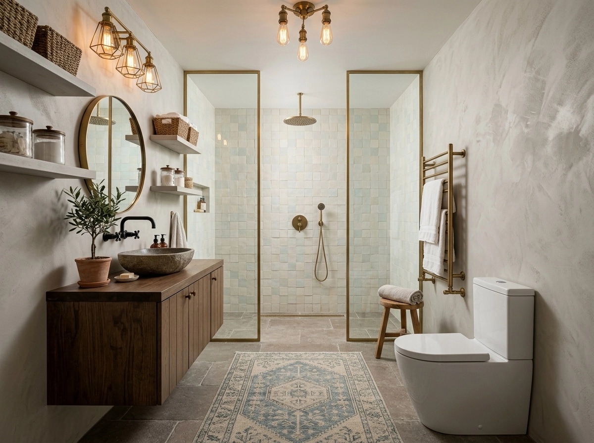 Bathroom interior in Modern Farmhouse style — photo by GenRoom AI