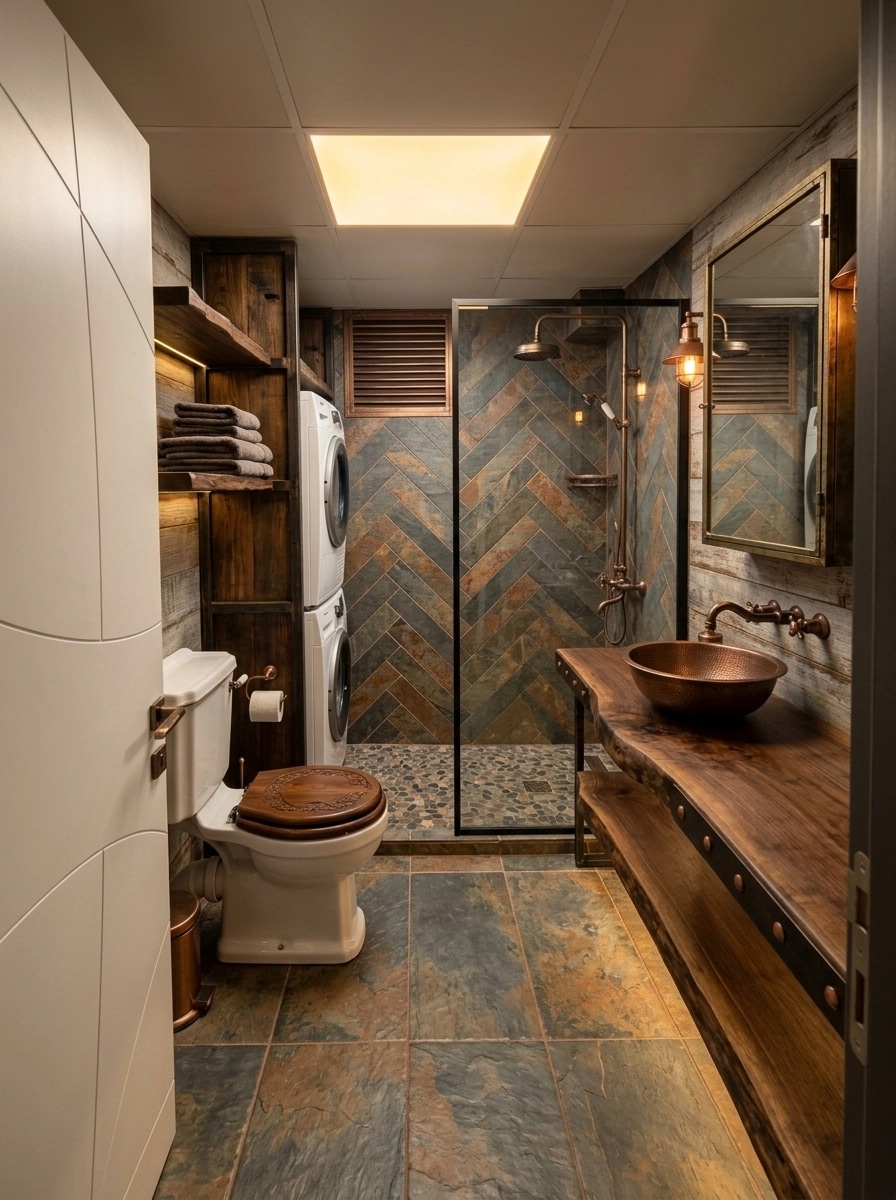 Bathroom interior in Rustic style — photo by GenRoom AI