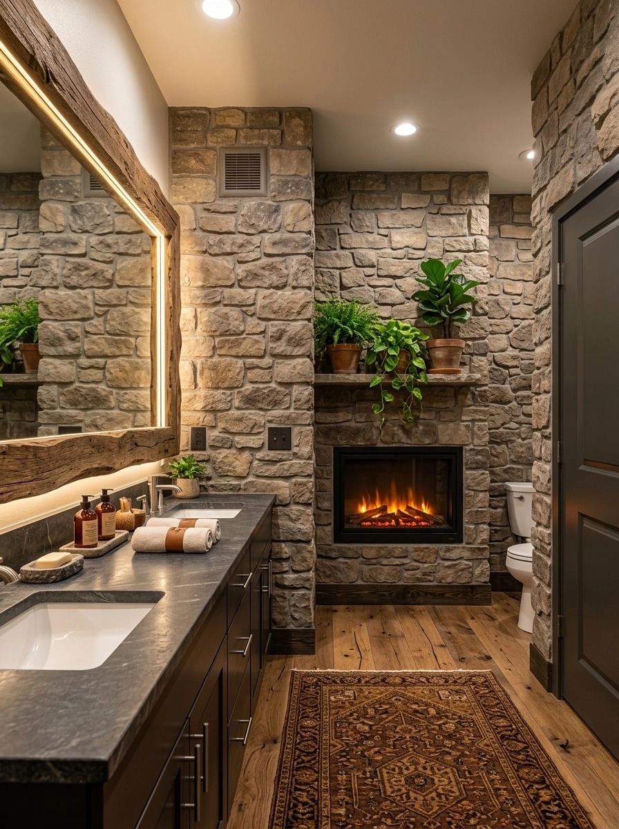 Rustic Bano design — interior photo by GenRoom AI