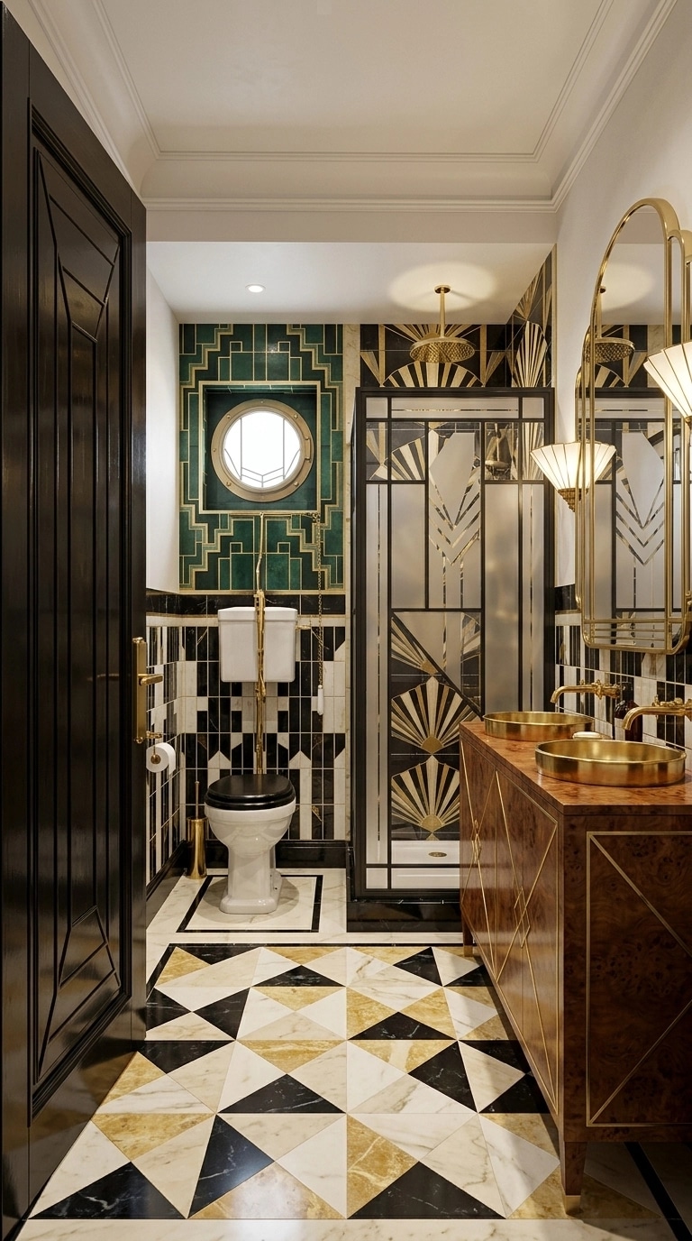 Bathroom interior in Art Deco style — photo by GenRoom AI