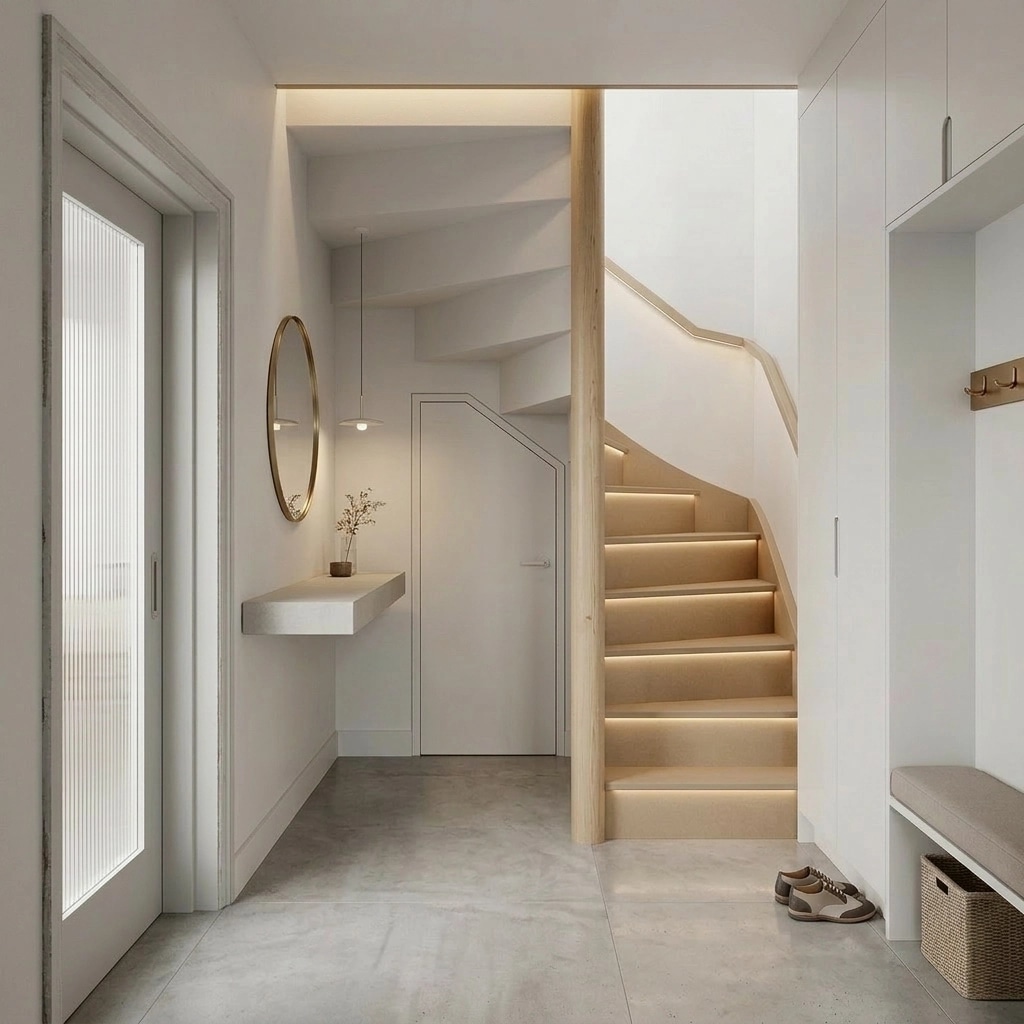 Hallway interior in Minimalism style — photo by GenRoom AI