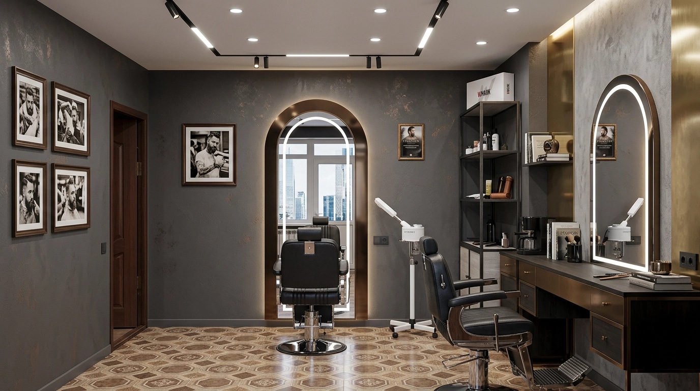 Interior design in Contemporary style — barbershop by GenRoom AI