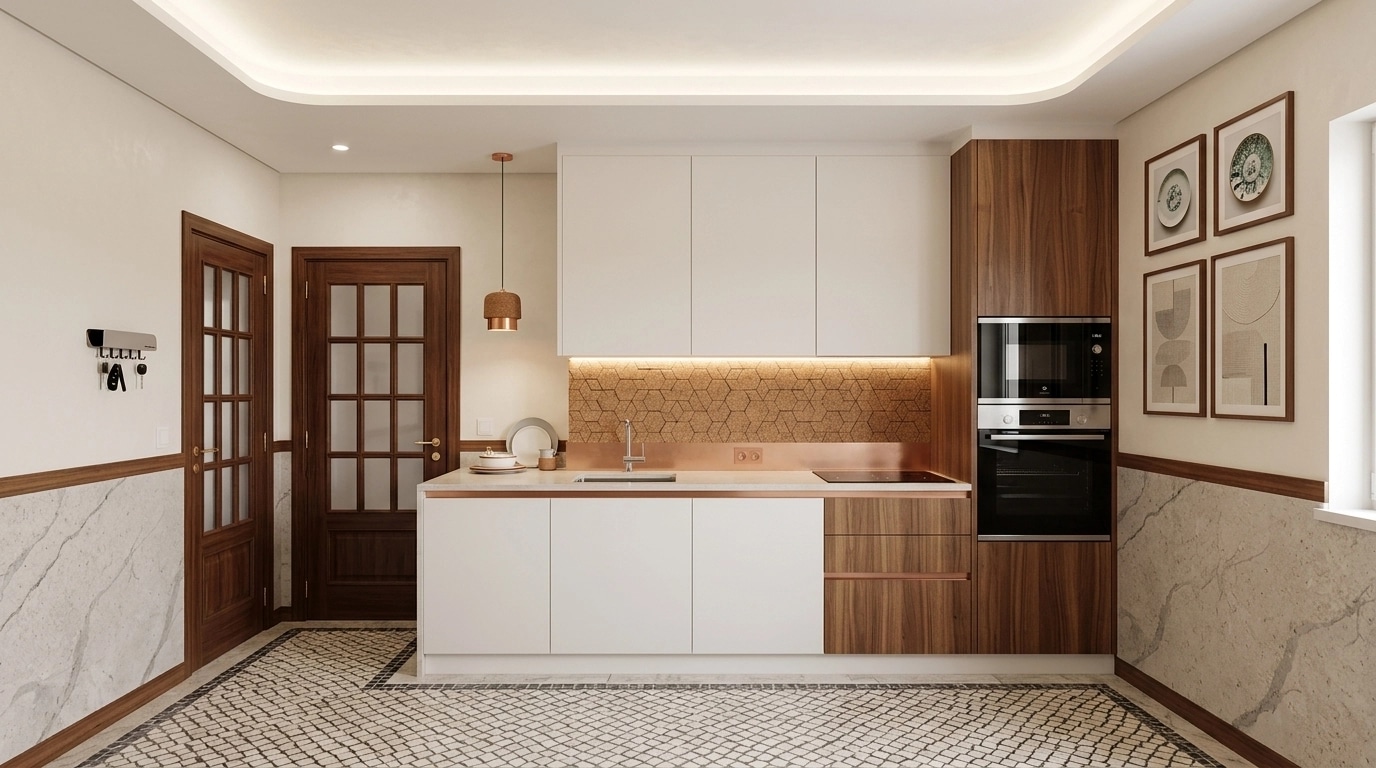 Kitchen interior in Portuguese Modern style — photo by GenRoom AI