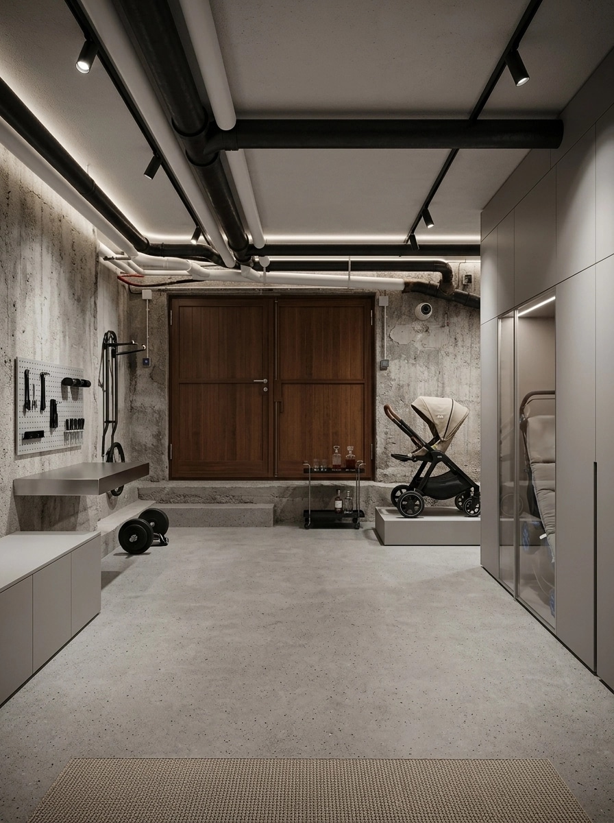 Interior desain di Minimalism gaya — basement oleh GenRoom AI