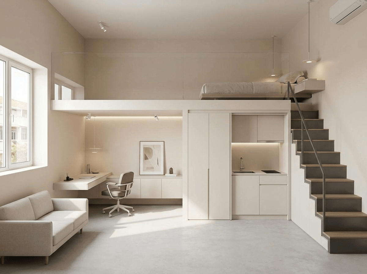 Kitchen interior in Minimalism style — photo by GenRoom AI