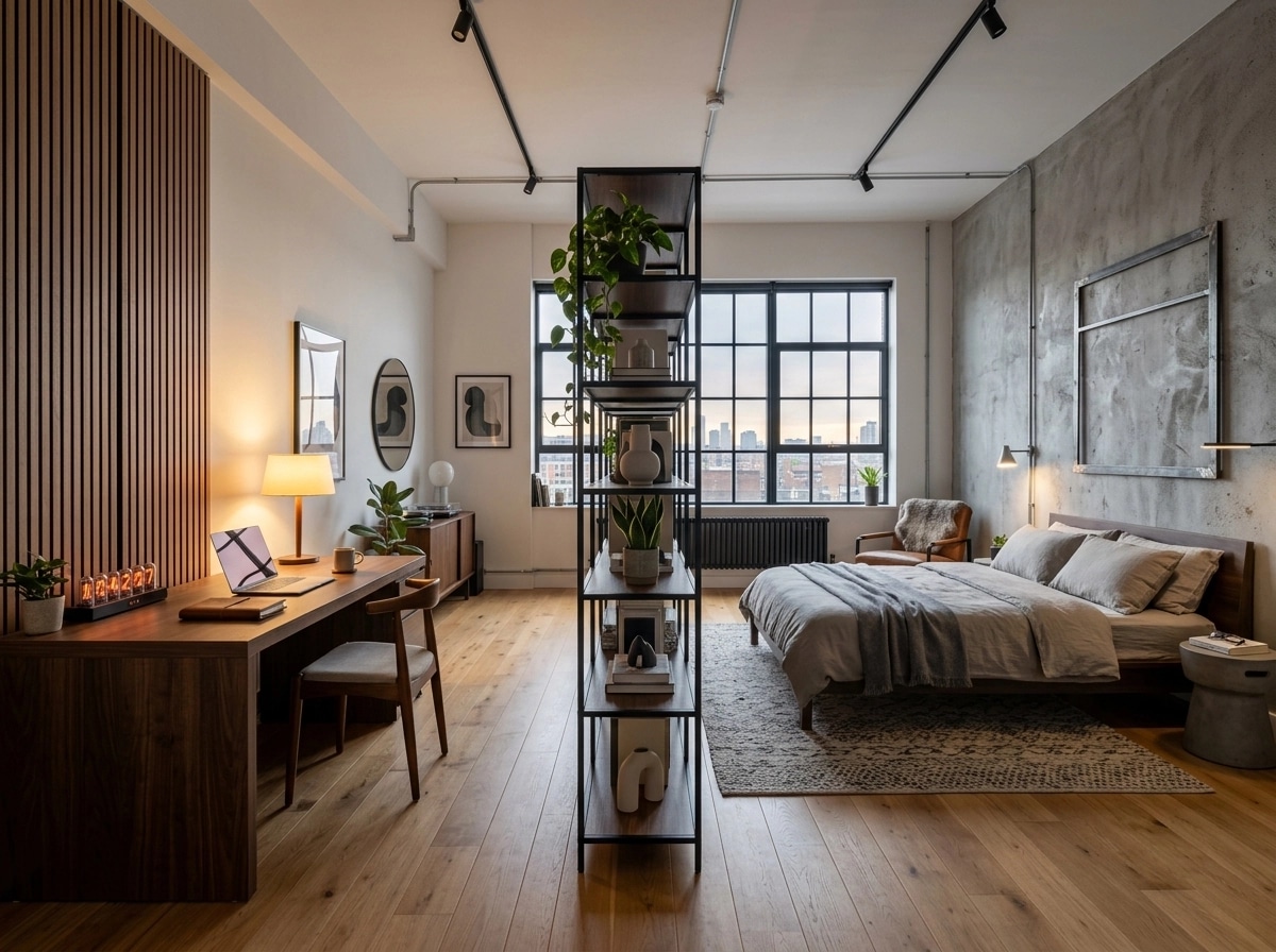Interior design in Loft / Industrial style — Bedroom by GenRoom AI