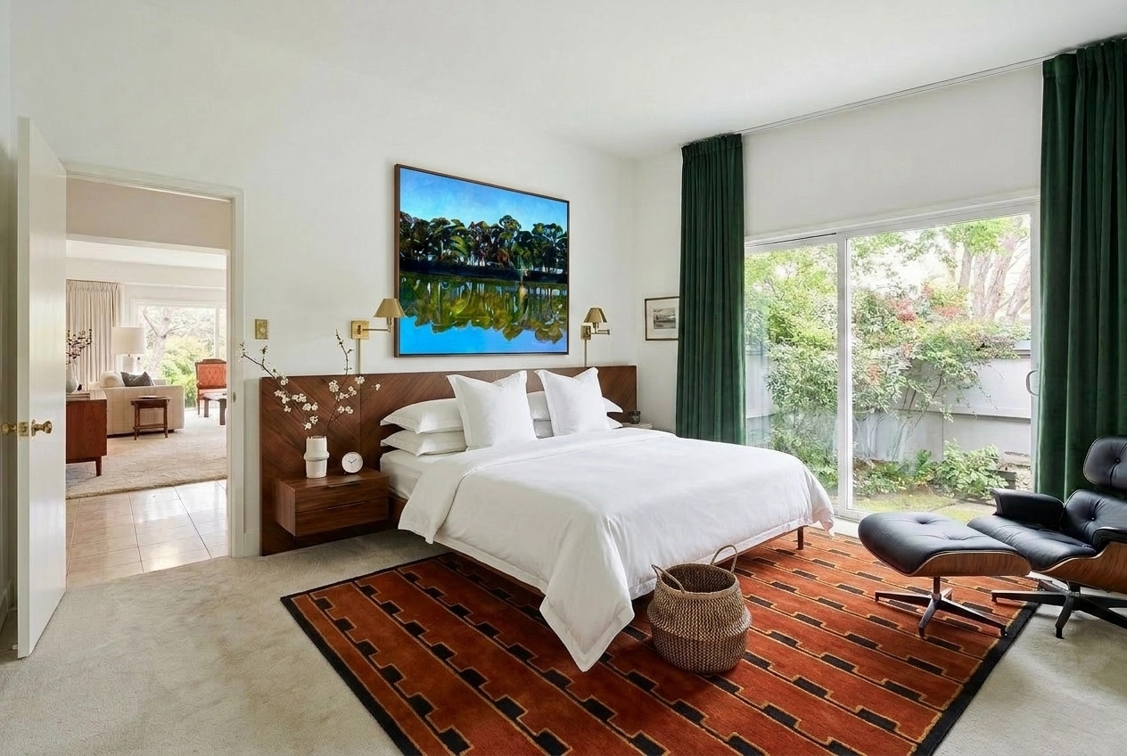 Interior design in Mid-Century Modern style — Bedroom by GenRoom AI