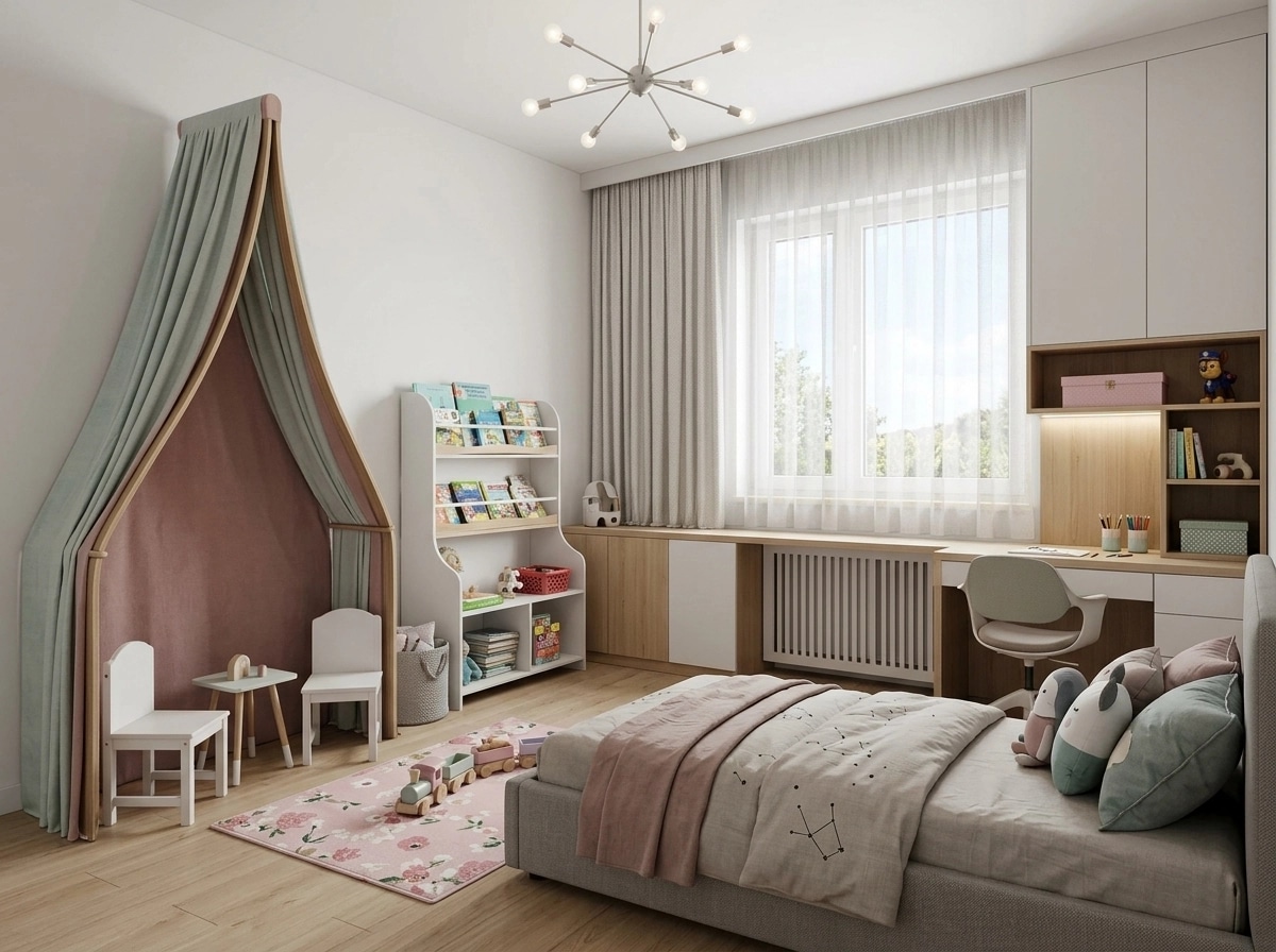 Contemporary Kids Room design — interior photo by GenRoom AI