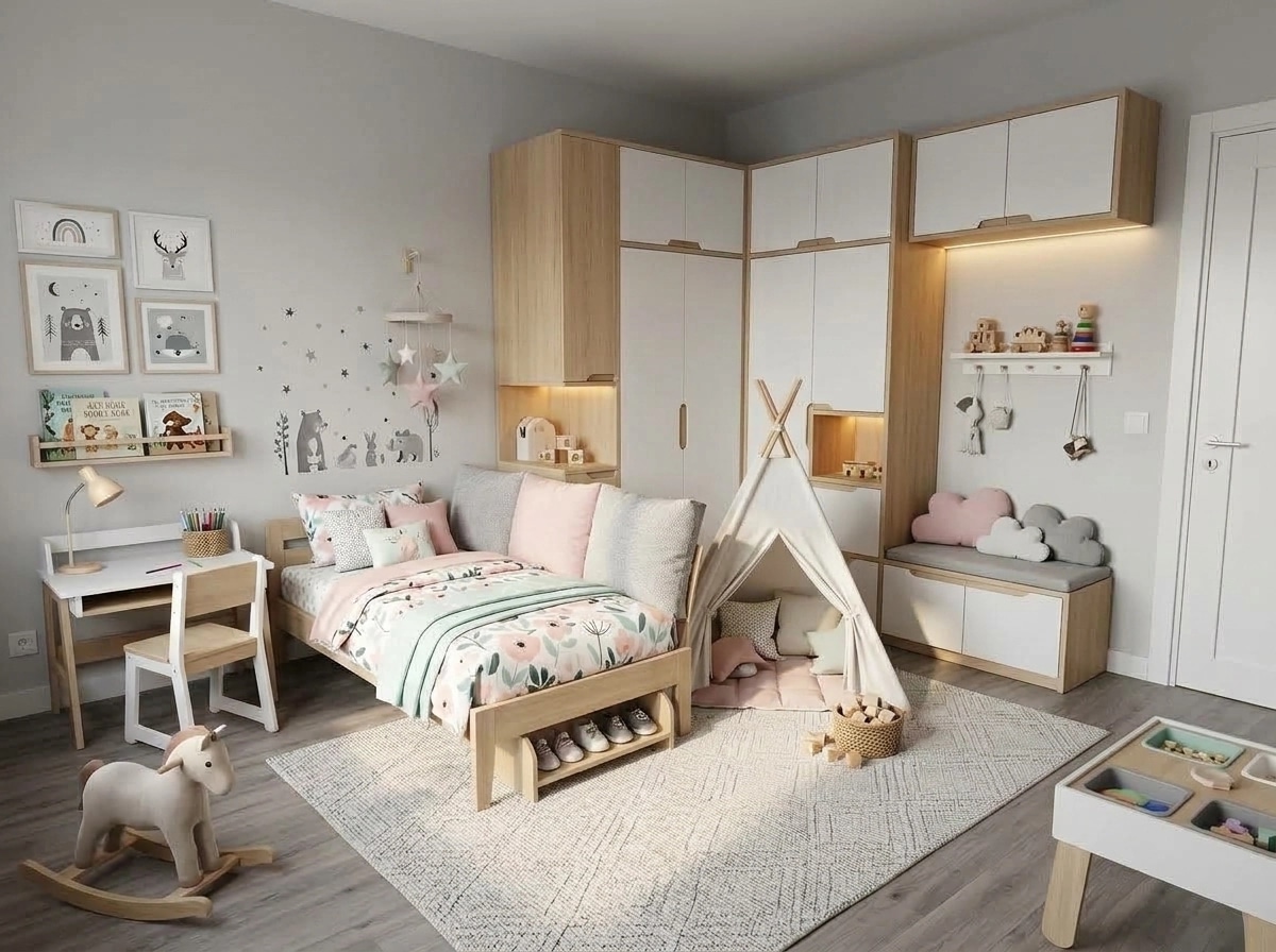 Scandinavian Kids Room design — interior photo by GenRoom AI