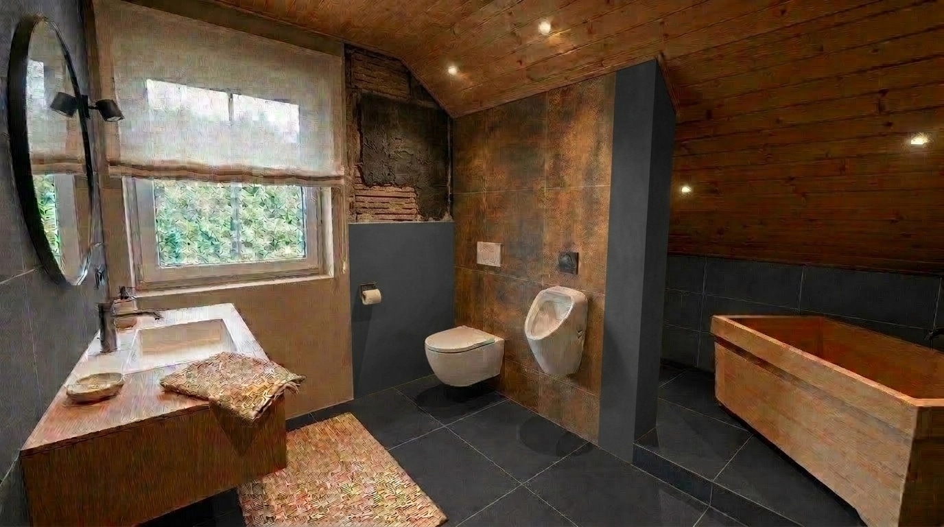 Bathroom interior in Japandi style — photo by GenRoom AI