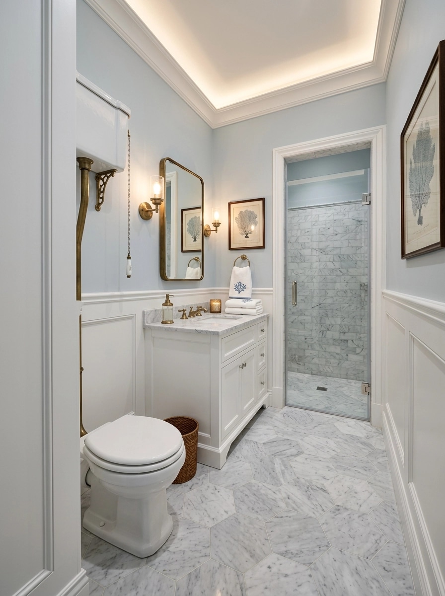 Bathroom interior in Coastal / Hamptons style — photo by GenRoom AI