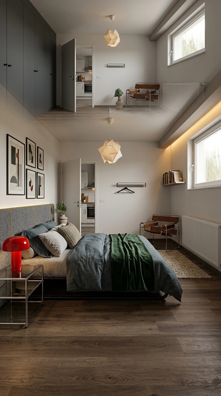 Bedroom interior in Bauhaus style — photo by GenRoom AI