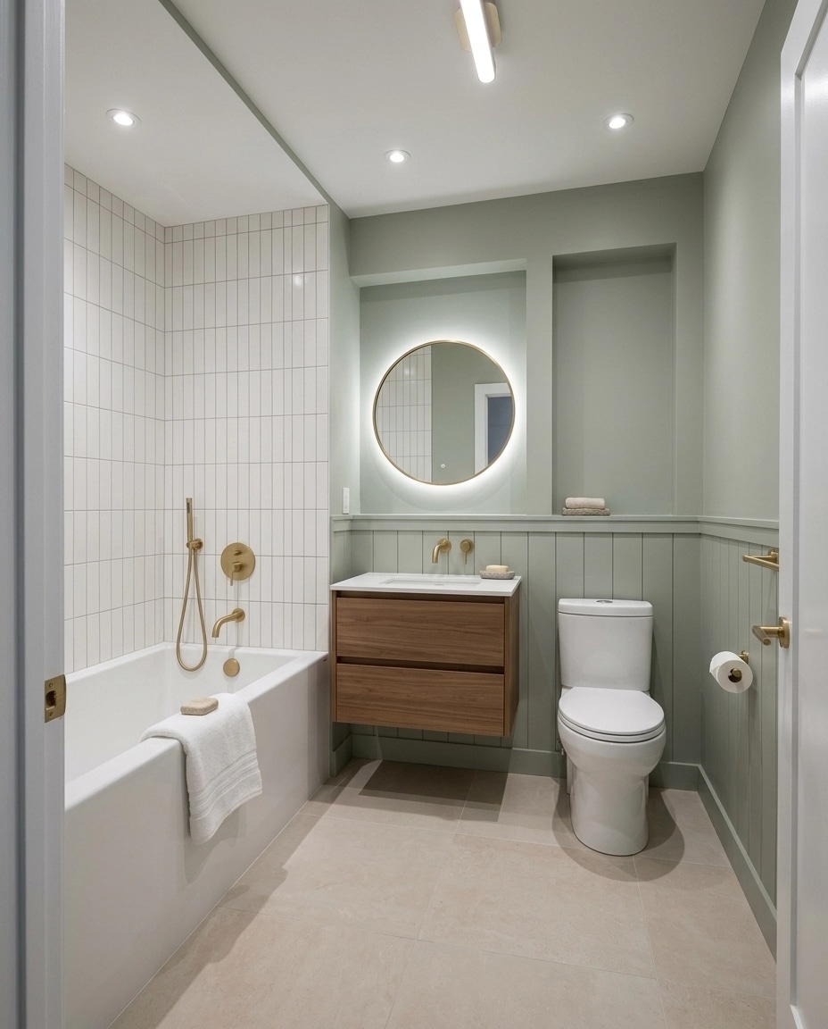 Bathroom interior in Minimalism style — photo by GenRoom AI