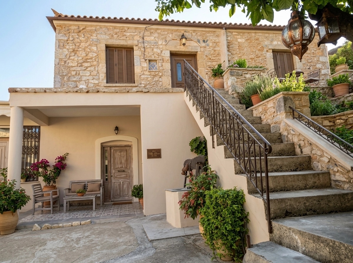 Facade design in Mediterranean Facade style — photo by GenRoom AI