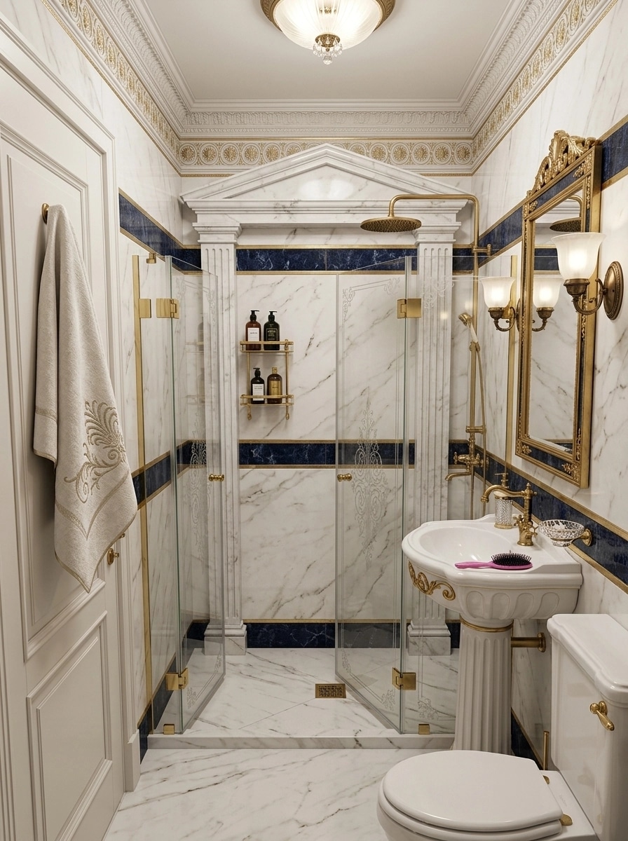 Bathroom interior in Neoclassic style — photo by GenRoom AI