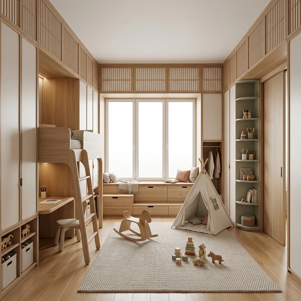 Japandi Kids Room design — interior photo by GenRoom AI